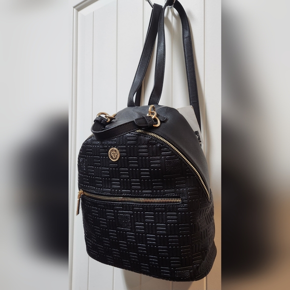 Anne Klein Embossed Black Vegan Leather Backpack NWT - Picture 4 of 16